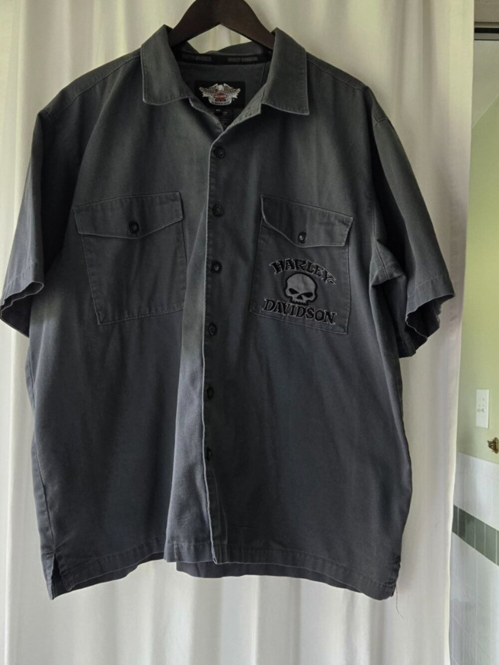 Harley Davidson Gray Button Up Shirt - Picture 4 of 5